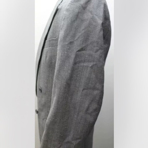 Pierre Cardin Men Blazer Gray Pin Stripe 38R Wool Blend Double Breasted Lined - Picture 14 of 15